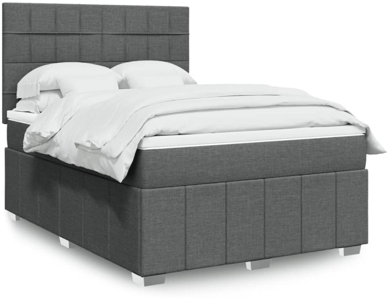 vidaXL Boxspringbett mit Matratze Dunkelgrau 160x200 cm Stoff 3294020 Bild 1