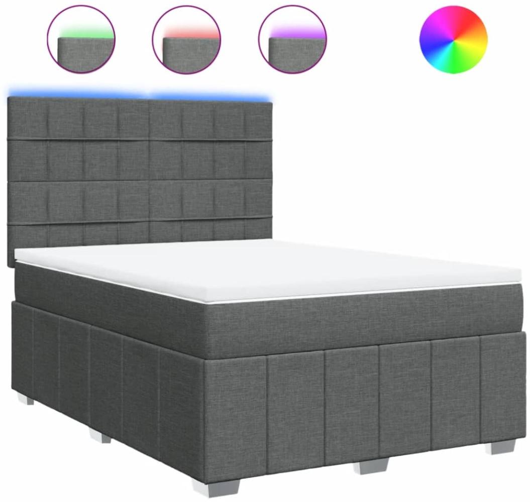 vidaXL Boxspringbett mit Matratze Dunkelgrau 160x200 cm Stoff 3294020 Bild 1