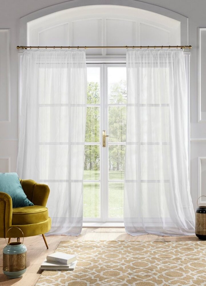my home Gardine Mila, Kräuselband (1 St), transparent, Voile, Wellenmuster, Voile, einfarbig, democratichome Edition, bestickt Bild 1