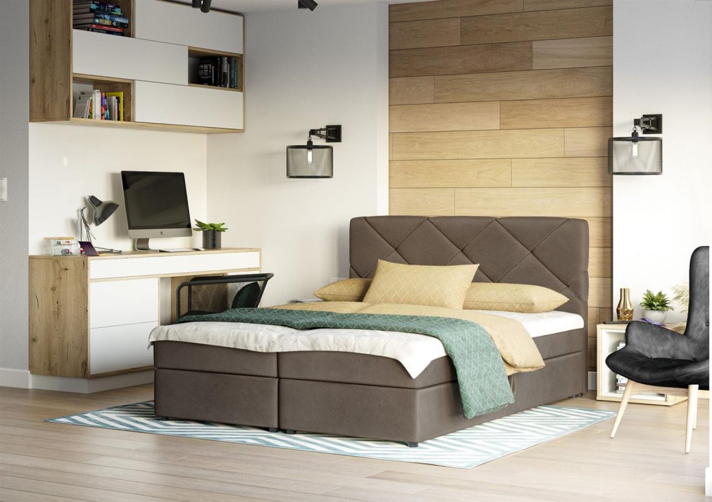 Boxspringbett MILTON 140x200 cm Braun Bild 1