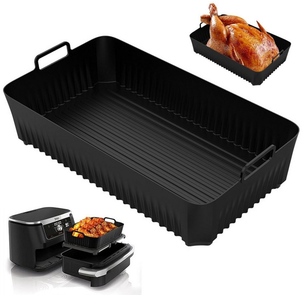 BlingBin Silikonform Heißluftfritteuse Zubehör für Ninja AF500 / Cosori 10,4 L, Backform, (1er Set 1-tlg), Heißluftfritteuse Grillpfanne, Wiederverwendbar Air Fryer Accessories Bild 1