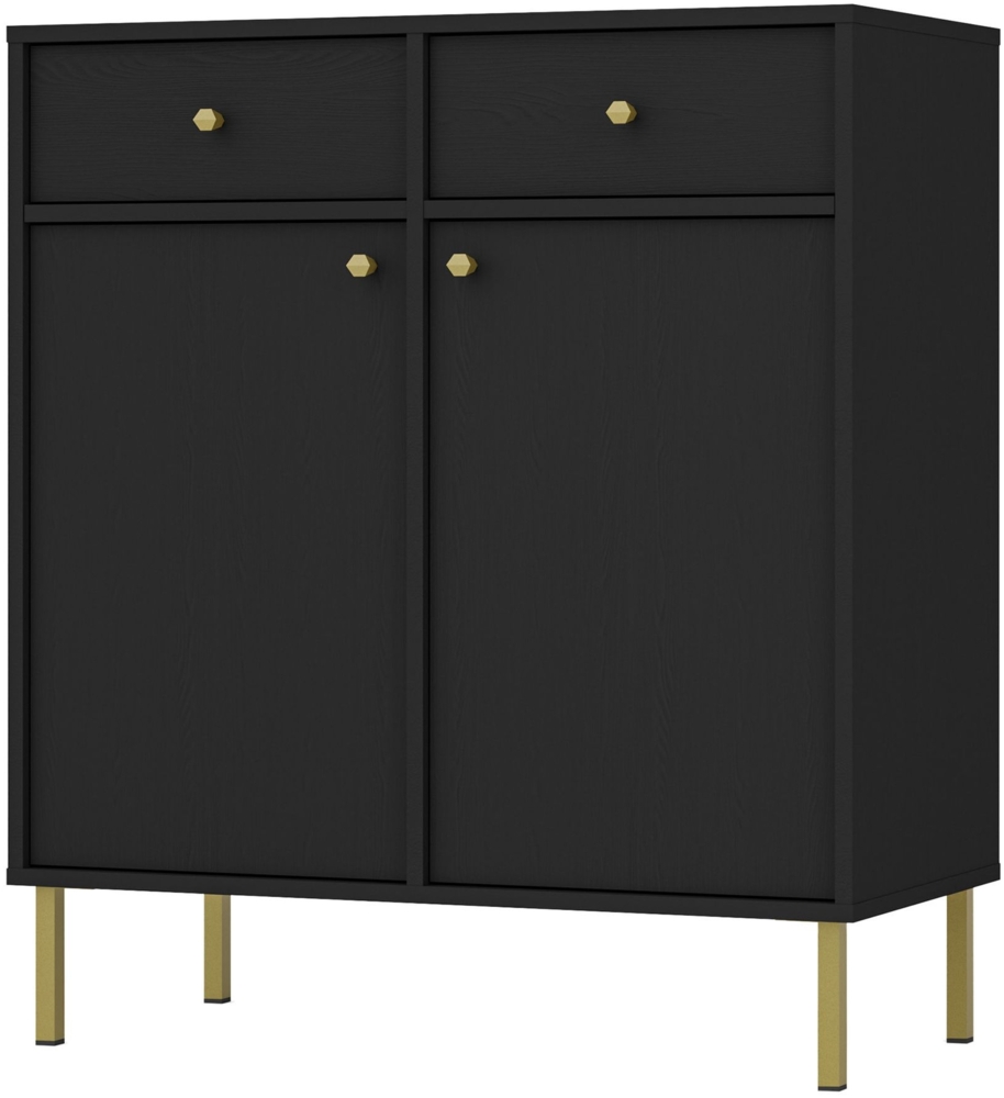 Selsey 'Oktio' Sideboard 2-türig mit 2 Schubladen, schwarz-graphit, ca. 95 x 84 x 41 cm Bild 1