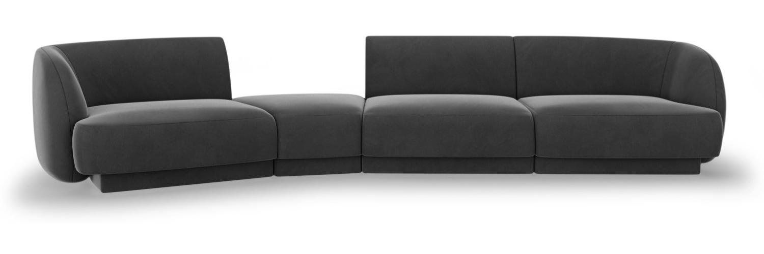 Micadoni Modulares Sofa Miley 4-Sitzer Links Samtstoff Grau Bild 1