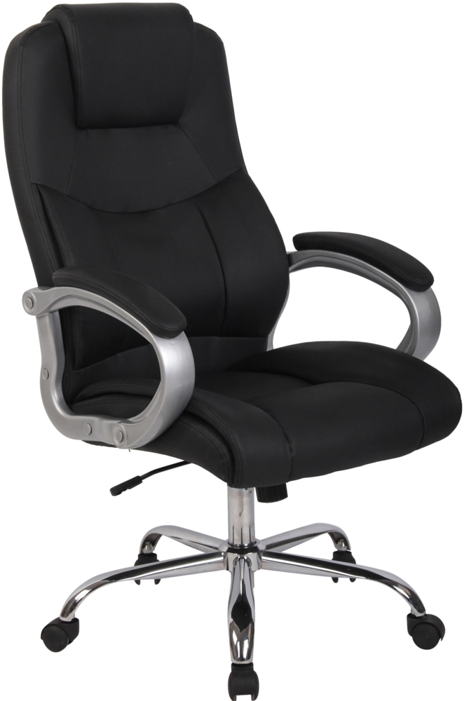 DELUKE® Bürostuhl SYDNEY - 113 x 66 x 70, Schwarz Kunstleder Metall Gestell ergonomische Bürostühle Homeoffice Stuhl mit Rollen Bild 1