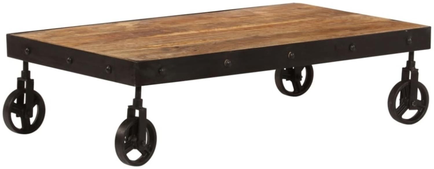 Couchtisch mit Rädern Massivholz 100 x 60 x 26 cm Mango Bild 1