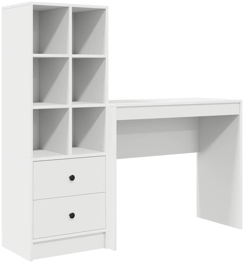 vidaXL Schreibtisch mit Stauraum mit Regal 2 pcs Weiß Holzwerkstoff 3337321 Bild 1