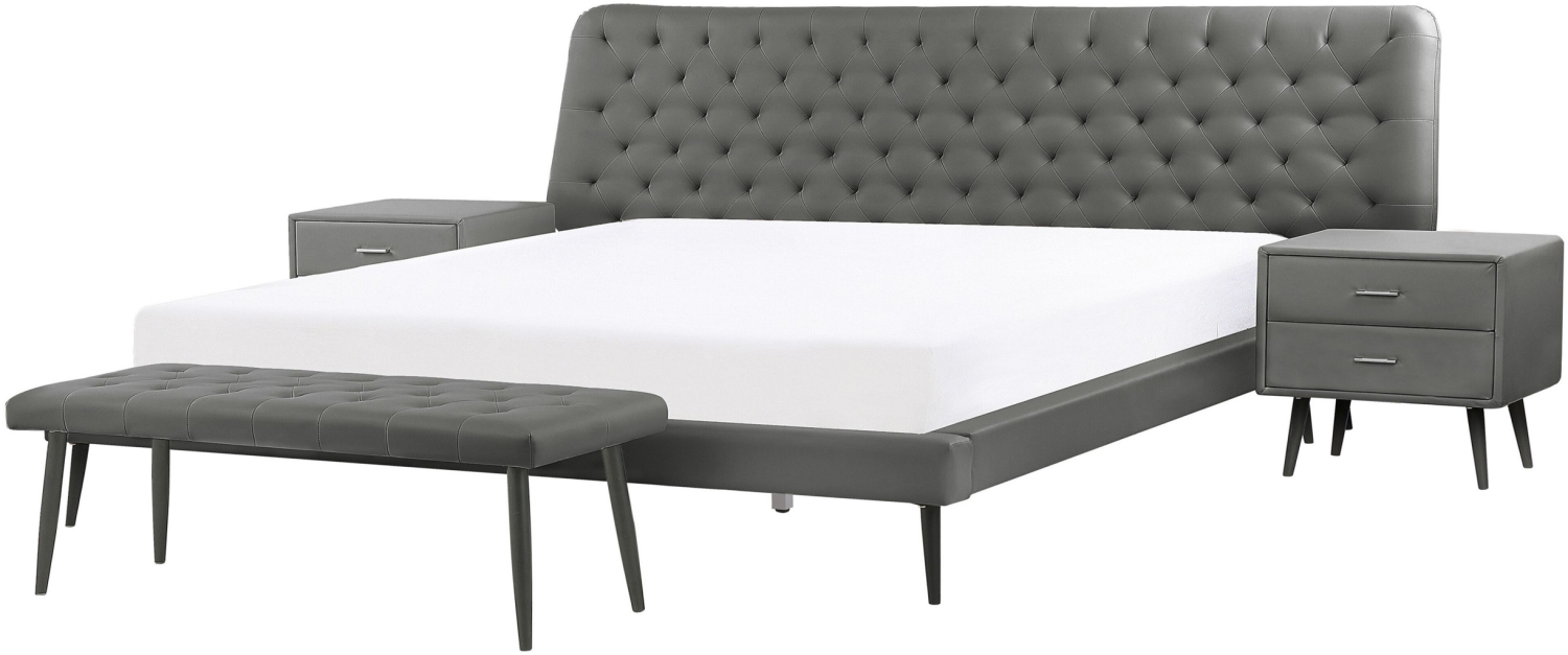 Schlafzimmer komplett Set 4-teilig grau 160x200 cm ESSONNE Bild 1