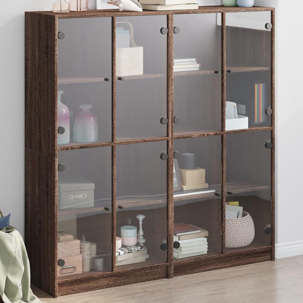 vidaXL Bücherschrank mit Türen Braun Eichen-Optik 136x37x142 cm Bild 1