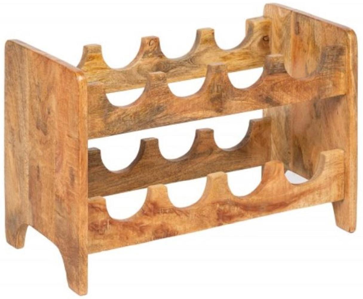 Casa Padrino Landhausstil Weinregal Naturfarben 54 x 26 x H. 36 cm - Handgefertigter Massivholz Weinflaschenhalter - Standregal - Wandregal - Landhausstil Möbel Bild 1