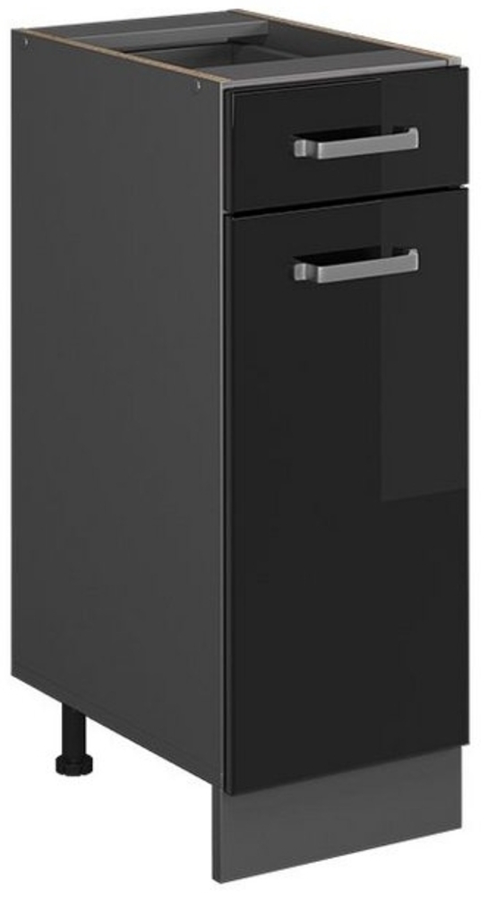 Küchenunterschrank R-Line Schwarz Hochglanz 30 cm ohne Arbeitsplatte Vicco Bild 1