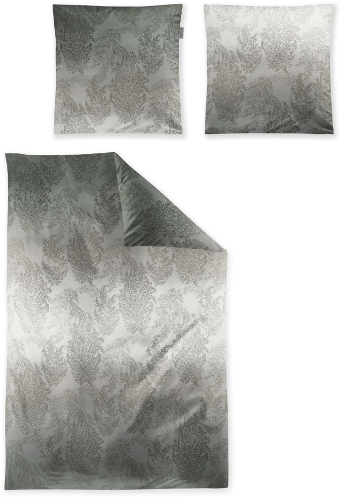 Irisette Biber Bettwäsche Koala 8661-30 Paisley Federn Grau 135x200 Bild 1