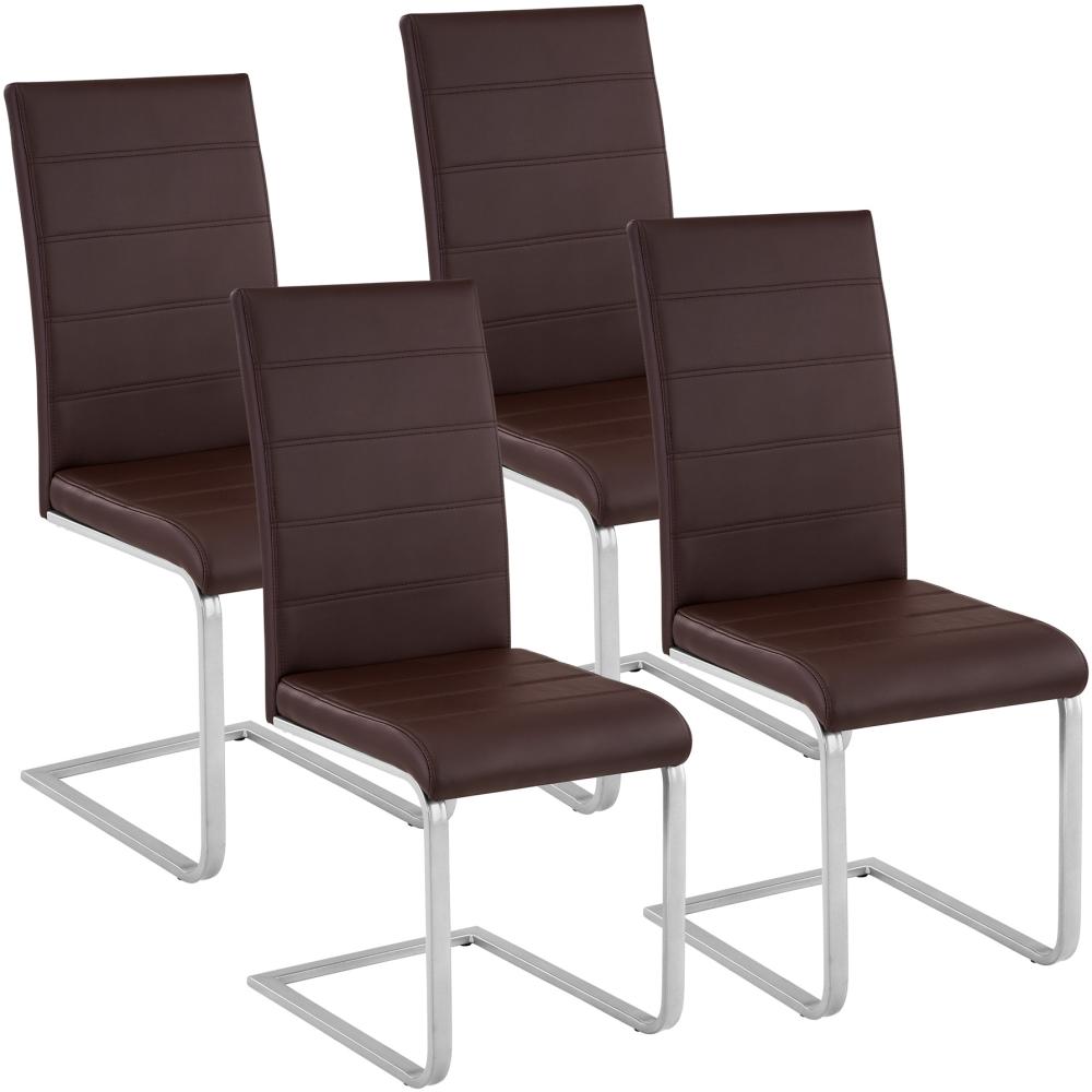 4 Schwingstühle, Kunstleder - braun Bild 1