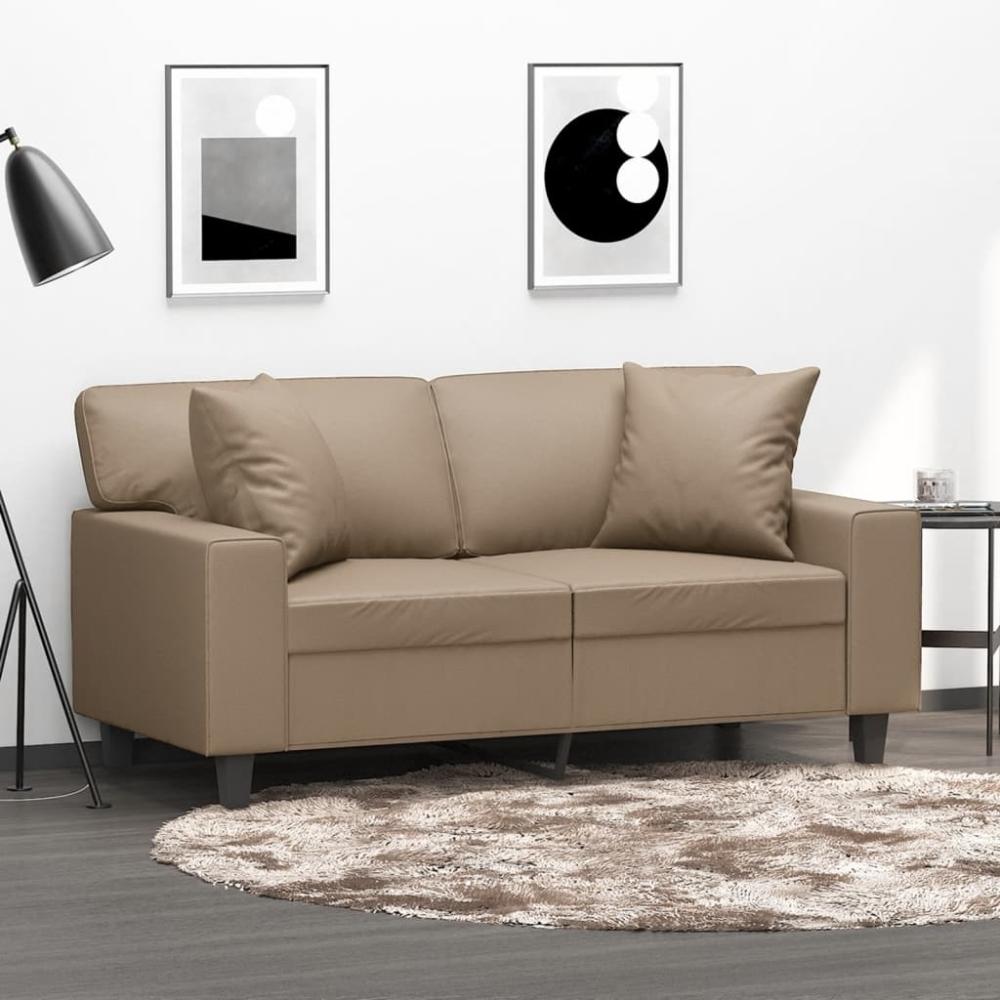 2-Sitzer-Sofa mit Zierkissen Cappuccino-Braun 120 cm Kunstleder 3200865 Bild 1