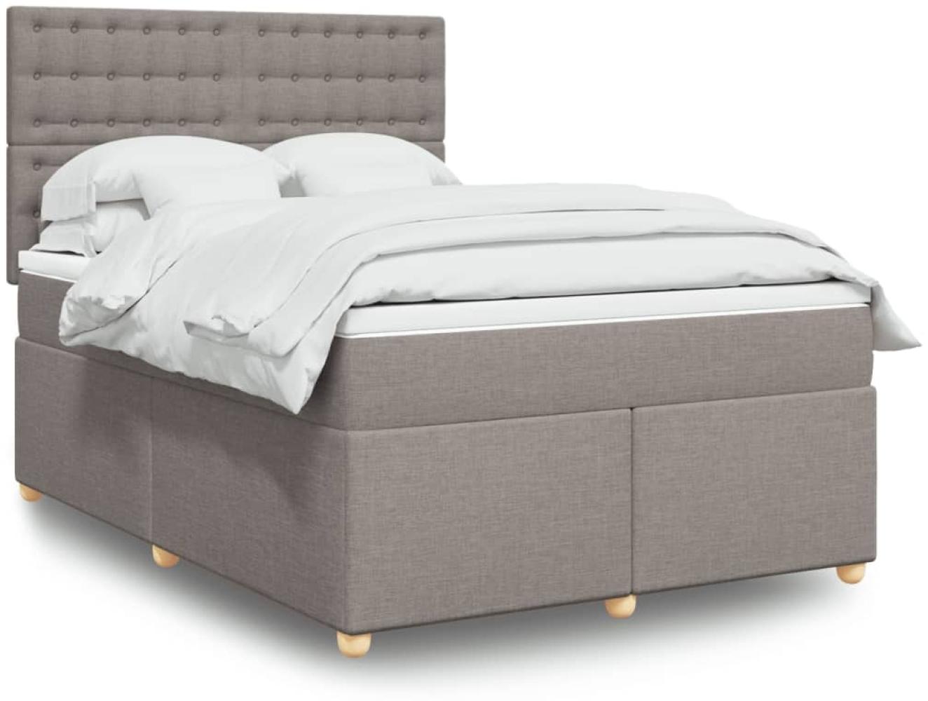 vidaXL Boxspringbett mit Matratze Taupe 140x190 cm Stoff 3293593 Bild 1