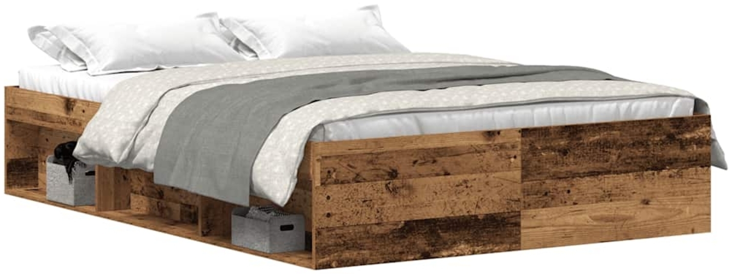 vidaXL Bettgestell ohne Matratze Altholz-Optik 135x190cm Holzwerkstoff 3329315 Bild 1