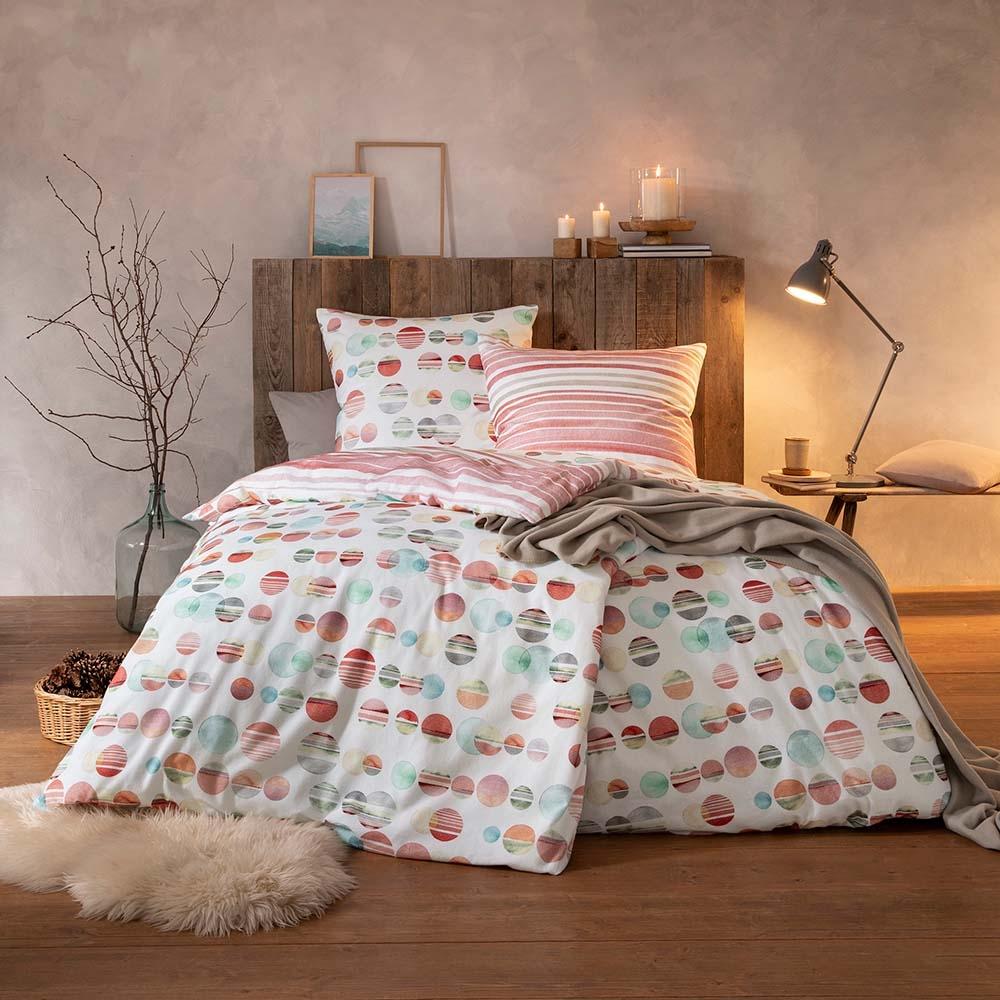 Estella Bettwäsche Dotty 4451 490 Rost Kuschelflanell 135 x 200 + 80 x 80 cm Bild 1