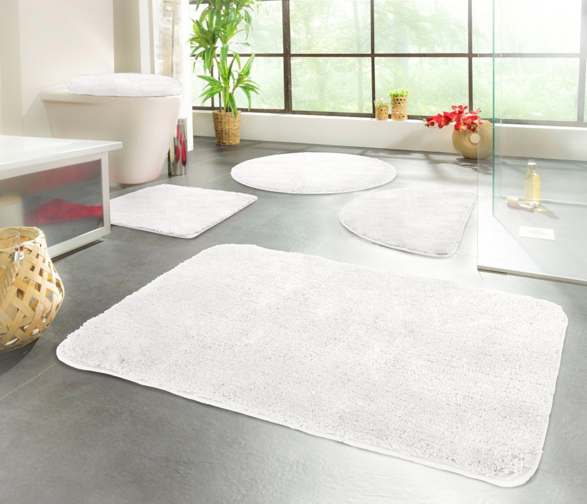 KiNZLER Badematte Chaozhou, Höhe 20 mm, rutschhemmend beschichtet, fußbodenheizungsgeeignet, Polyester, rechteckig, 2er-Set rechteckig 55x50 cm / rechteckig 50x80 cm, Badteppich, Uni Farben, weich, als rechteckig, rund & Set erhältlich Bild 1