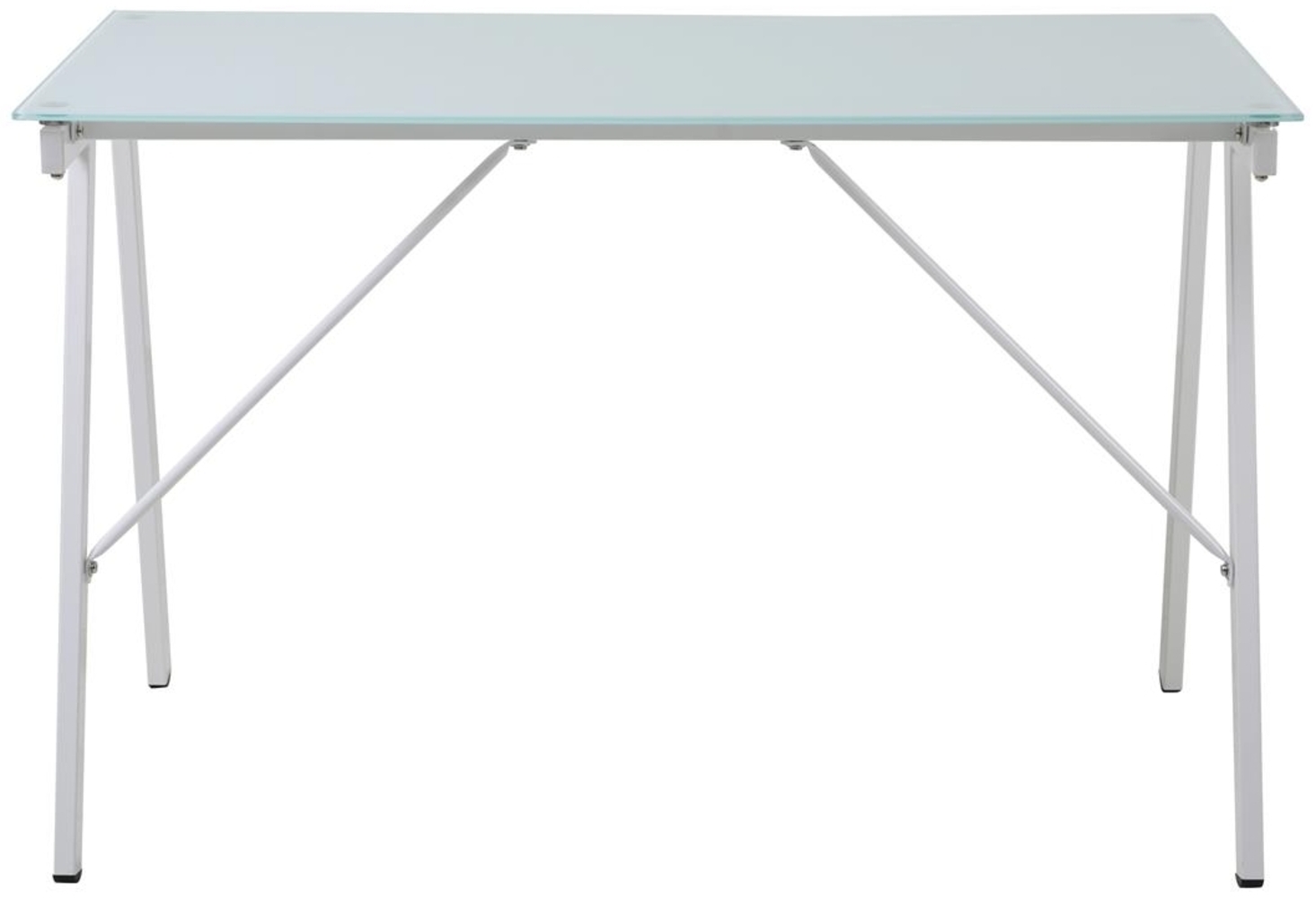 Schreibtisch aus Metall und Glas 113 x 73 x 58 cm Weiß Bild 1