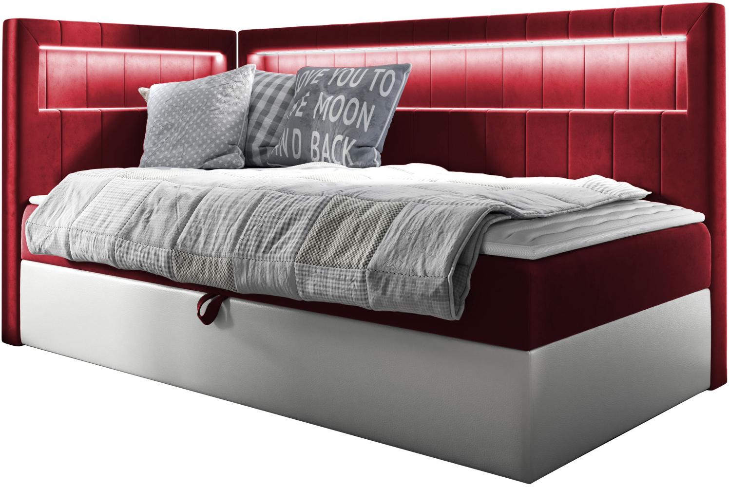 Boxspringbett 'Gladino Junior 3' rot 80 x 200 cm Links Bild 1