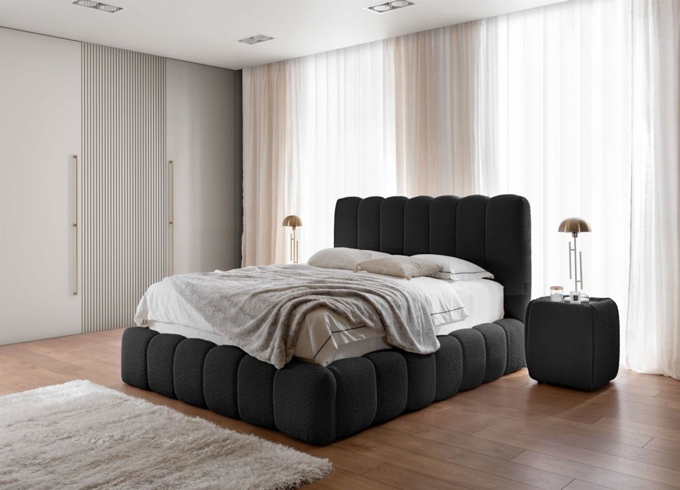 Polsterbett Doppelbett Set. 3 CARSON 160x200cm Stoff Catch Me Schwarz Bild 1