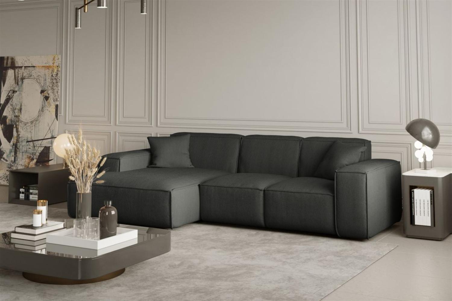 Ecksofa Designersofa CELES in Stoff Scala Anthrazit Ottomane Links Bild 1