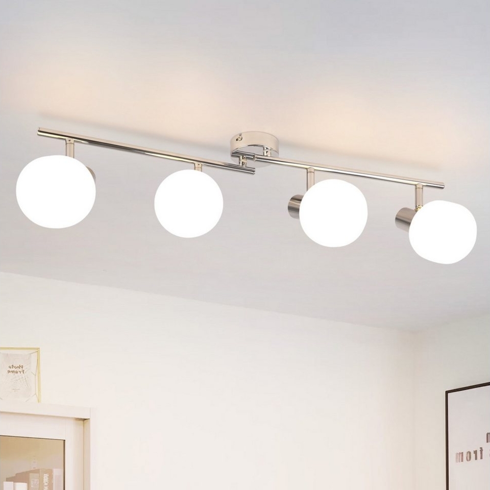 Nettlife Deckenstrahler Weiß Glas E14 Deckenleuchte 3/4/6 Flammig Innen Lampenschirm Strahler, Schwenkbar, ohne Leuchtmittel, Morden Vintage Spotleuchte für Flur Hotel Schlafzimmer Bild 1