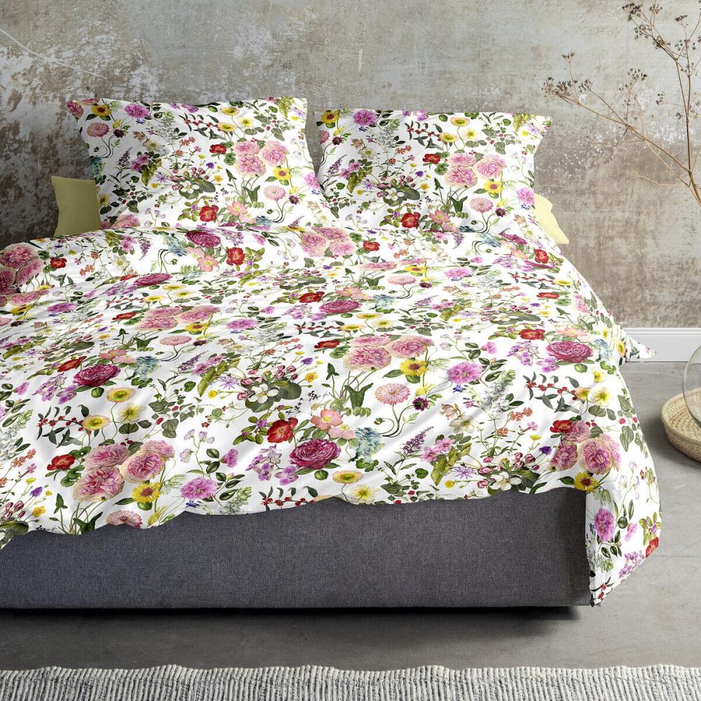 Irisette Glamour Mako-Satin Bettwäsche 155x220 Romantik Blumen rosa bunt 8885-10 Bild 1