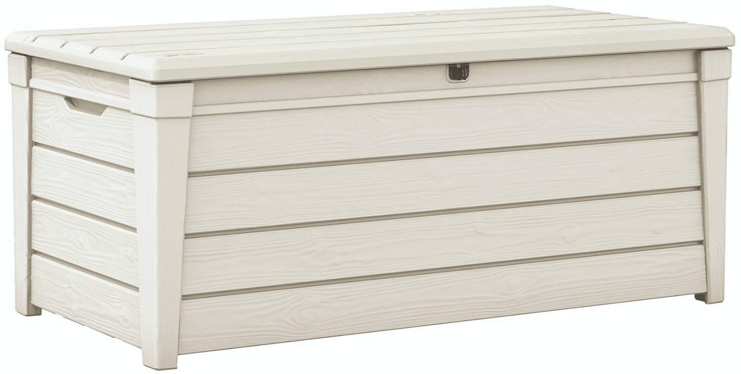 Dmora Aufbewahrungstruhe für draußen Wawa, Gartenbox, Outdoor-Truhe, Stauraumbank für außen, 145x70 h60 cm, Weiß Bild 1