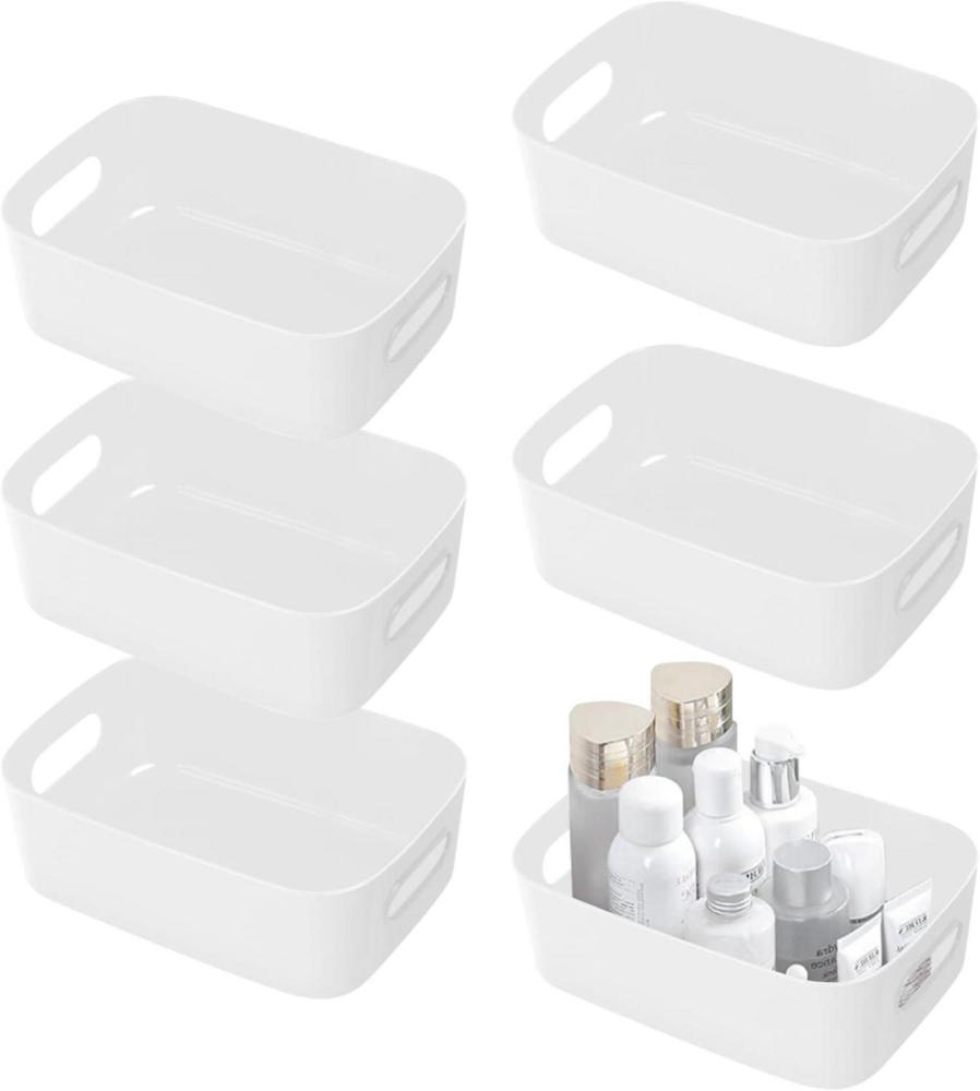 6er Set SHEPIN Aufbewahrungsboxen Kunststoff weiß 24,5cm Organizer Körbe mit Bild 1