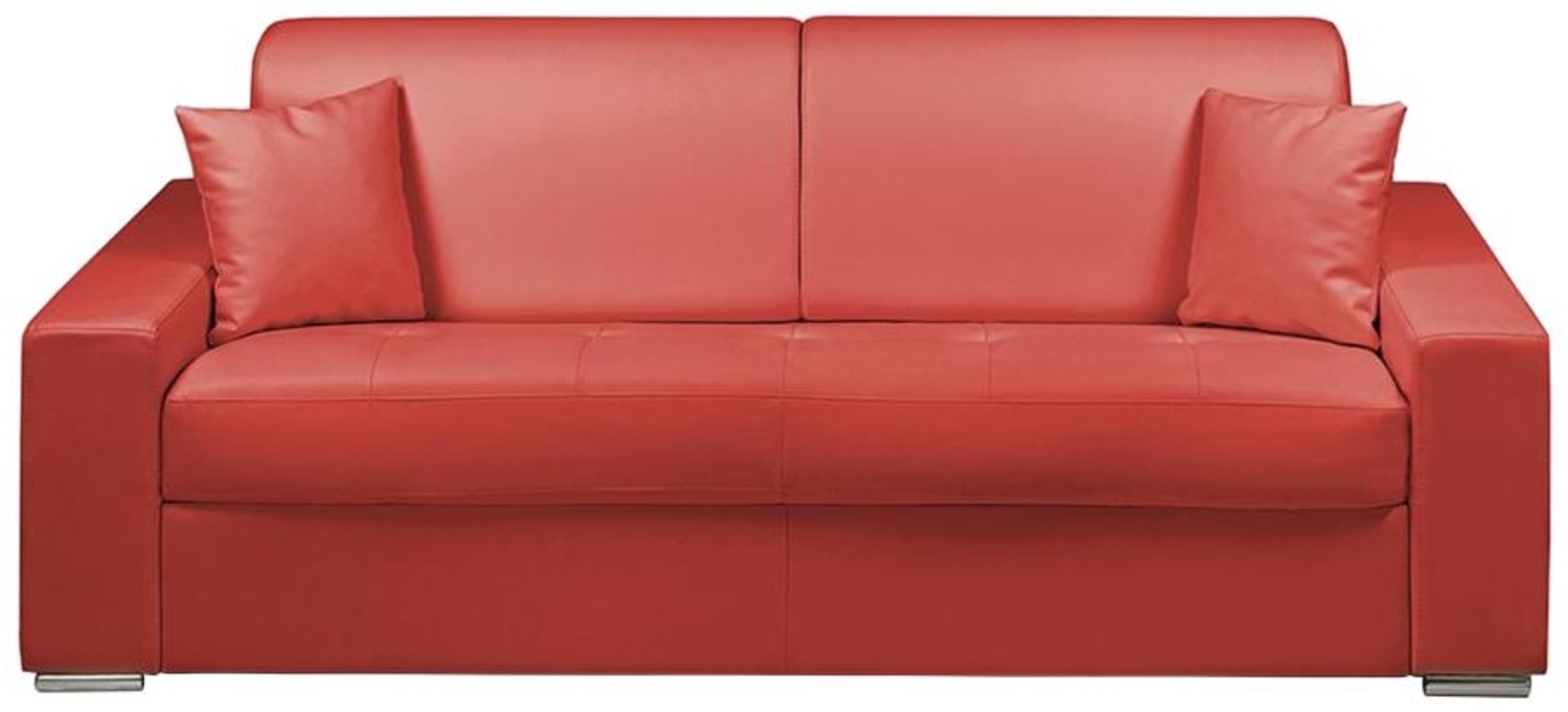 Vente-unique - Schlafsofa 4-Sitzer - Liegefläche mit Lattenrost mit breiten Latten: 160 cm - Matratze: 18 cm - Kunstleder - Rot - EMIR Bild 1