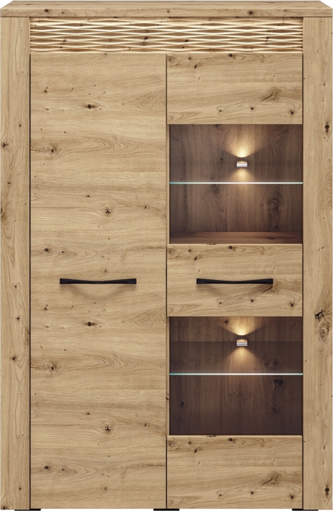 Vitrinenschrank Highboard ARTA-131 in Artisan Eiche Nb, B/H/T: ca. 92/140/40 cm Bild 1
