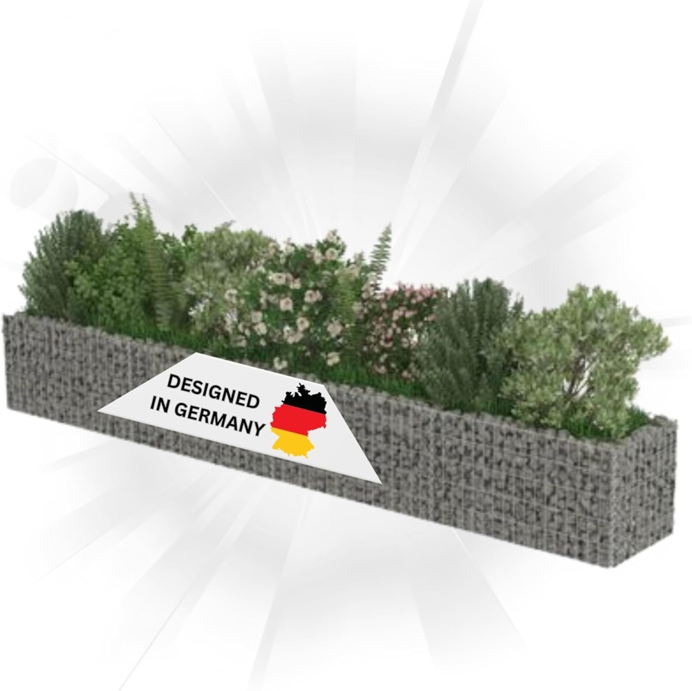 DELUKE® Gabionen Hochbeet ROON aus Stahl 360x50x50cm Steinkorb Gabionengitter Ziergabione Steingabione Drahtkorb befüllbar Bild 1