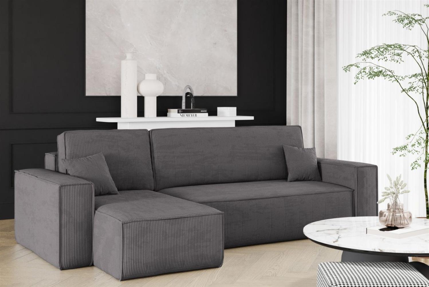 Ecksofa Schlafsofa Sofa MARIS Stoff Poso Anthrazit Ottomane Links Bild 1