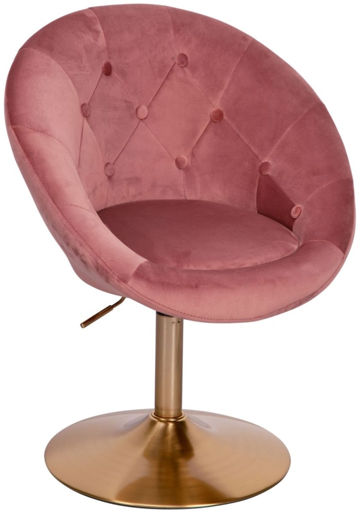 Loungesessel Samt Rosa / Gold Design Drehstuhl, Clubsessel Polsterstuhl Bild 1