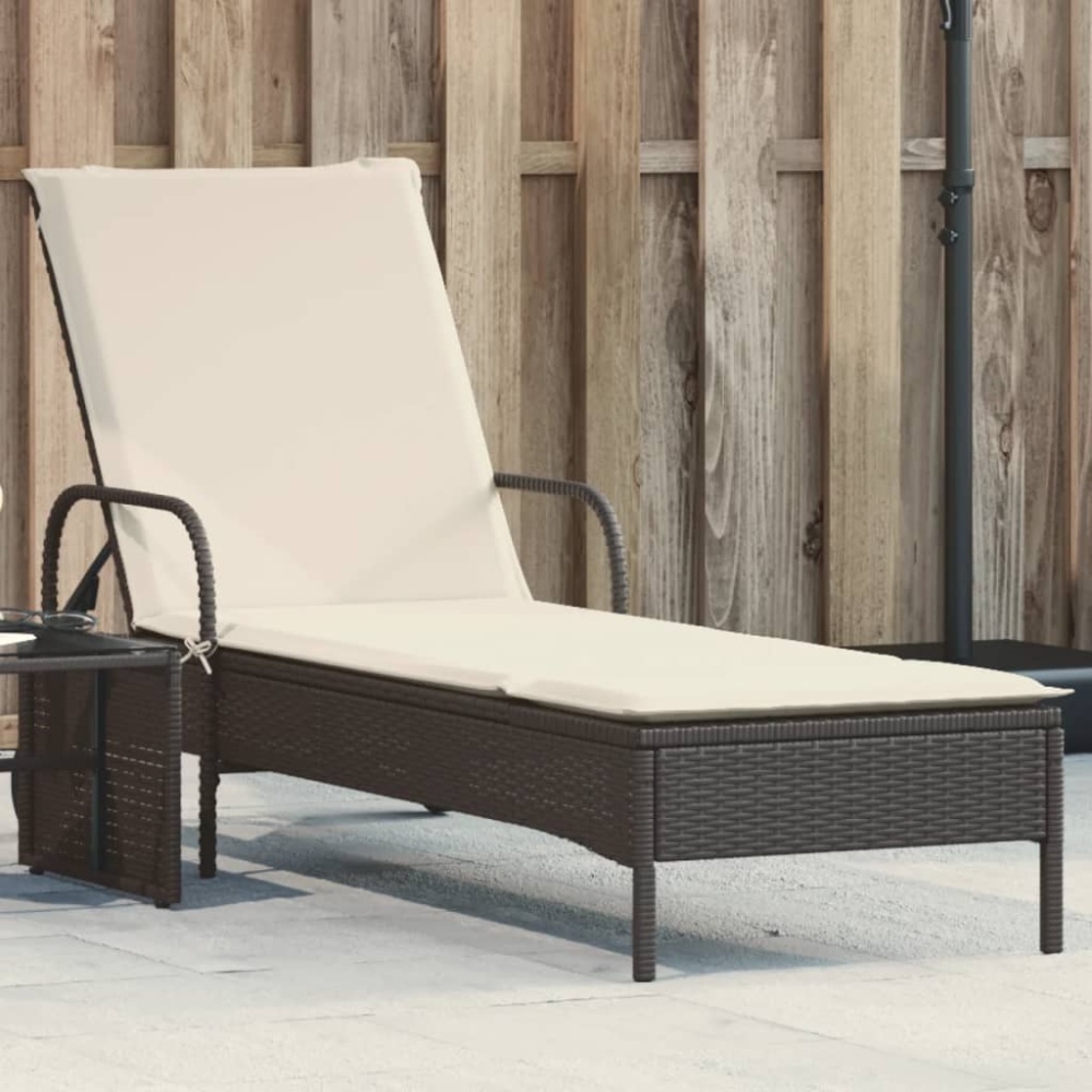 vidaXL Sonnenliege mit Rollen und Auflage Schwarz Poly Rattan 368308 Bild 1