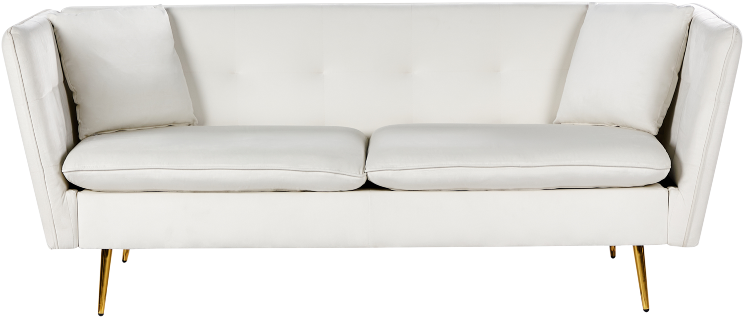 3-Sitzer Sofa Samtstoff cremeweiß mit goldenen Beinen FREDERICA Bild 1