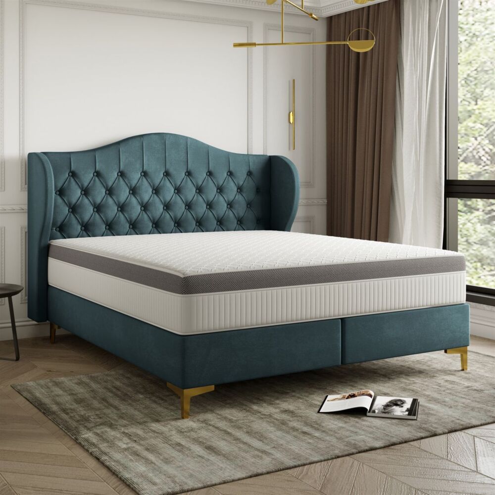 Polsterbett Doppelbett PELAGIO Stoff Whisper Saphire 140x200cm inkl. Matratze Bild 1