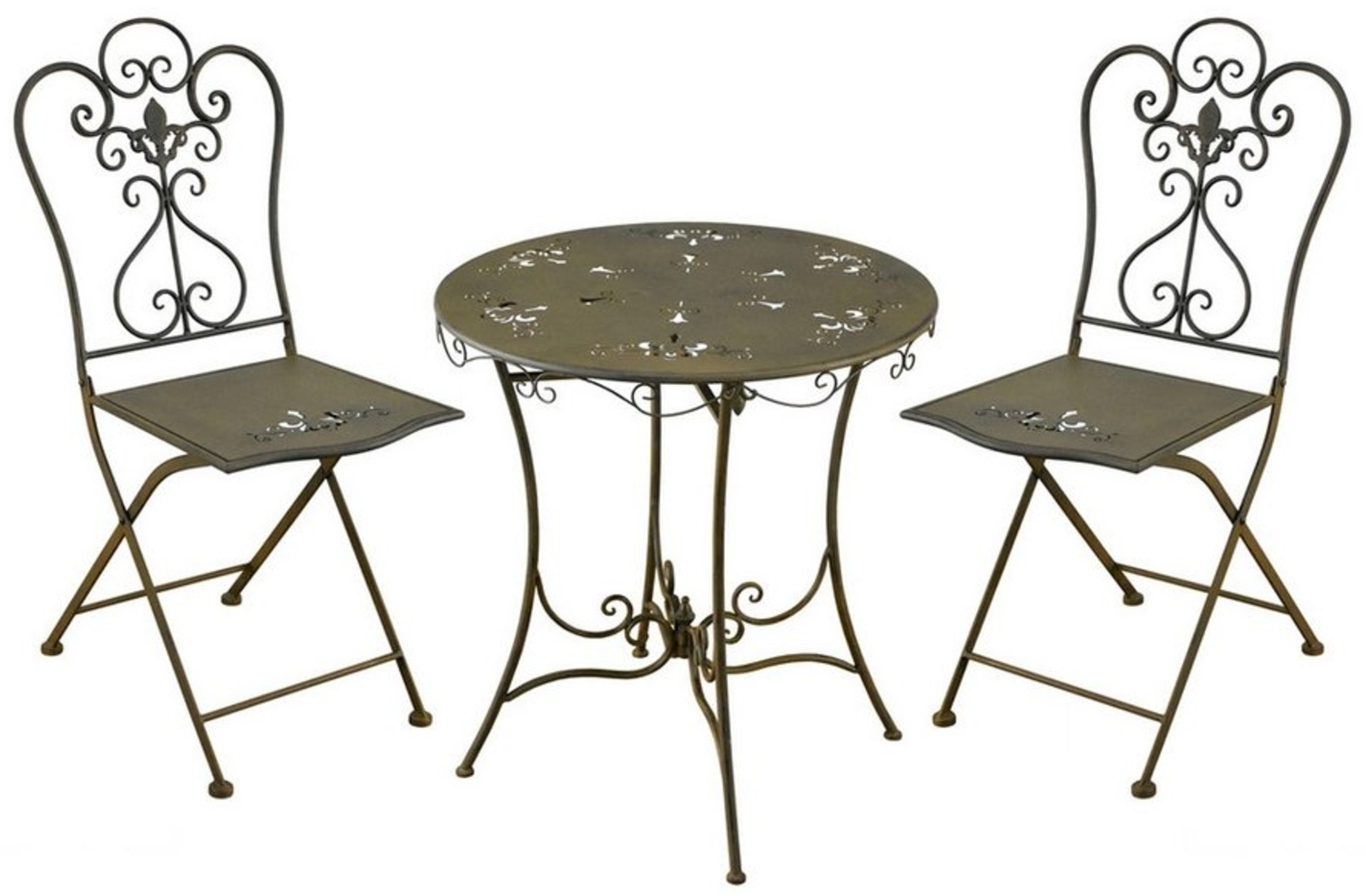 HTI-Living Sitzgruppe Tischgruppe Braun Lily, (Set, 3-tlg, 1x Tisch, 2x Stühle), Sitzgruppe Metall Garten nostalgisch Bild 1