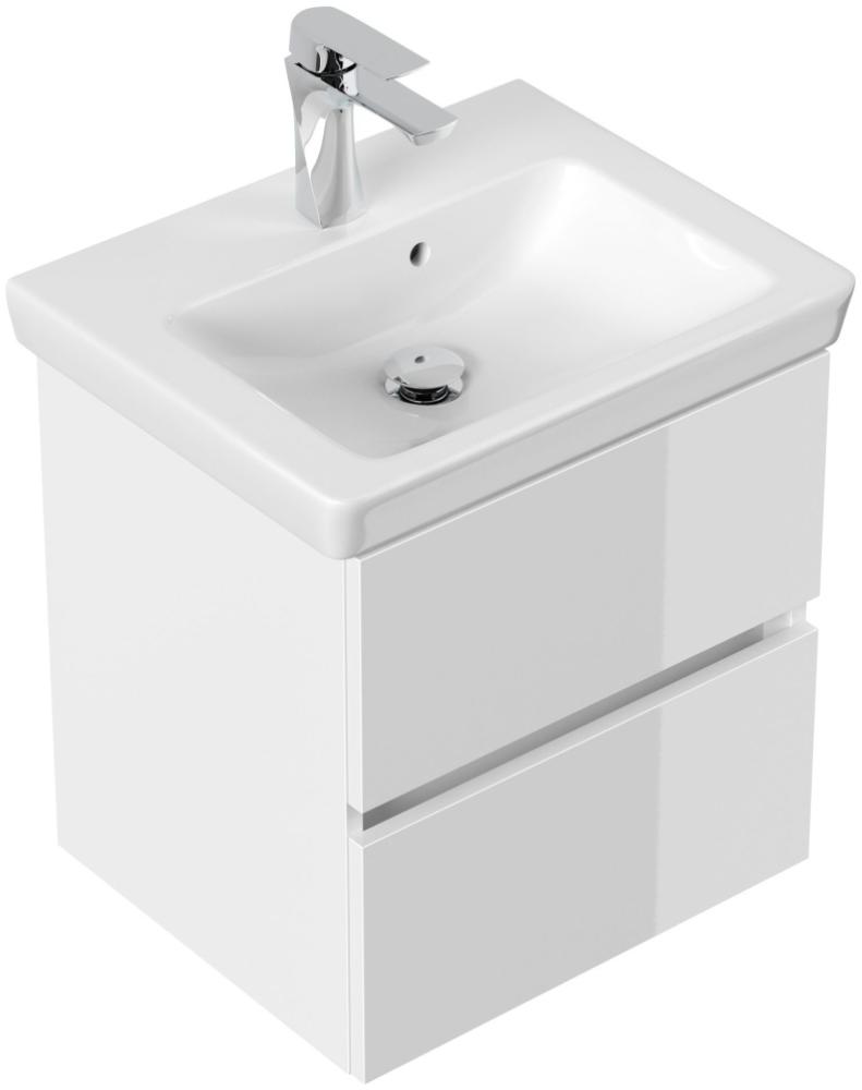 Badmöbel mit Villeroy & Boch Subway 2.0 Waschbecken 50 cm weiss hochglanz : Weiss hochglanz Bild 1