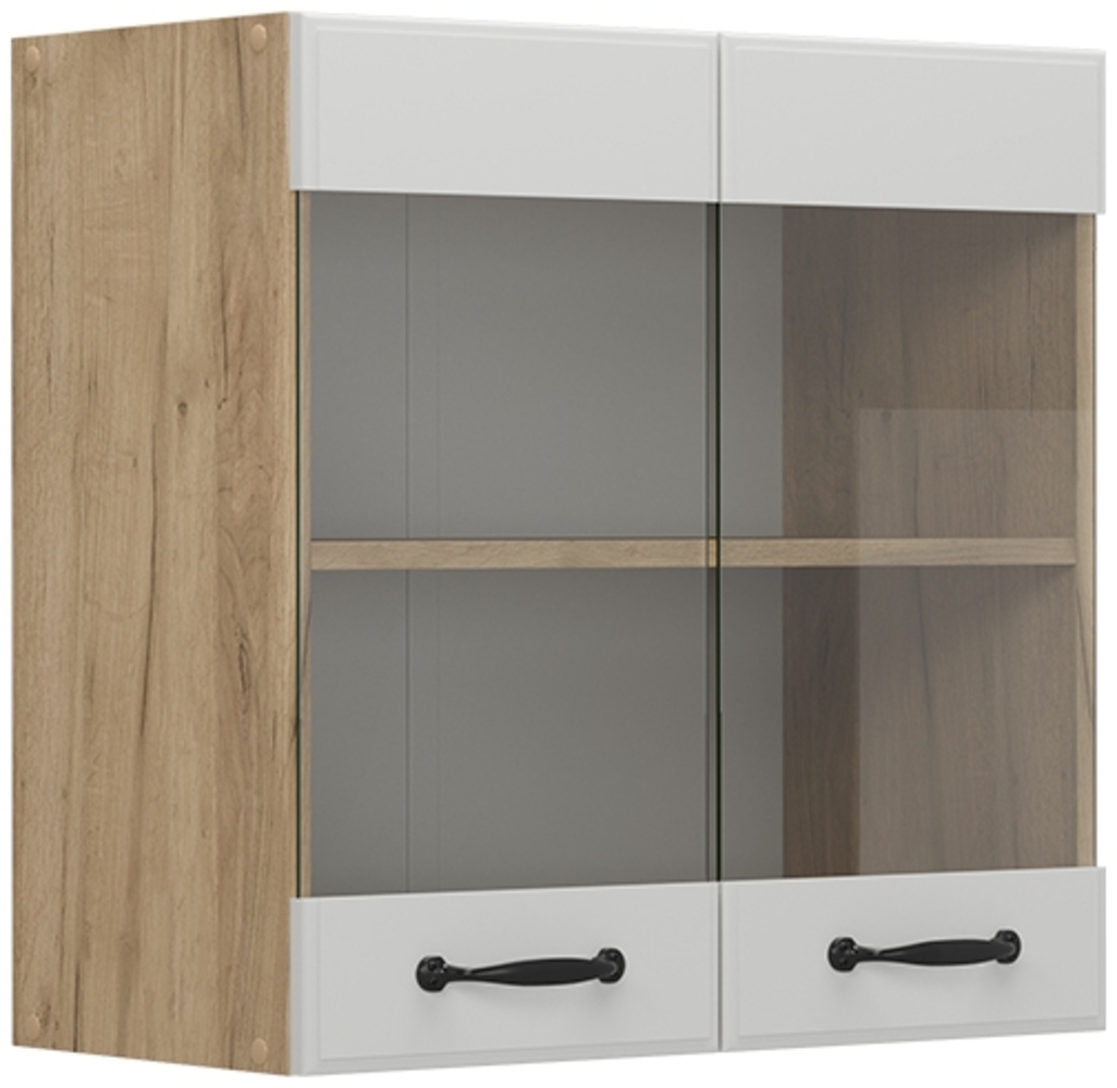 Küchenglasschrank R-Line Weiß Landhaus 60 cm Vicco Bild 1