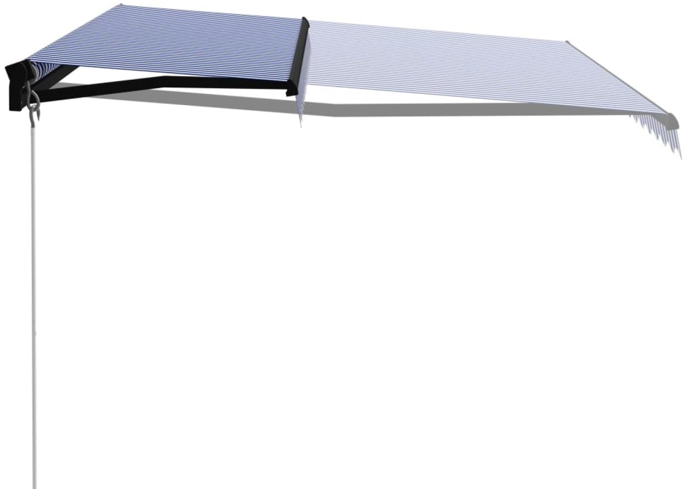 vidaXL Einziehbare Markise Handbetrieben 450 x 300 cm Blau und Weiß 3055194 Bild 1