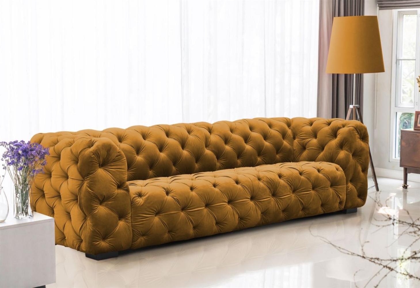 Sofa Designersofa NATALIE 4-Sitzer in Stoff Riviera Goldgelb Bild 1