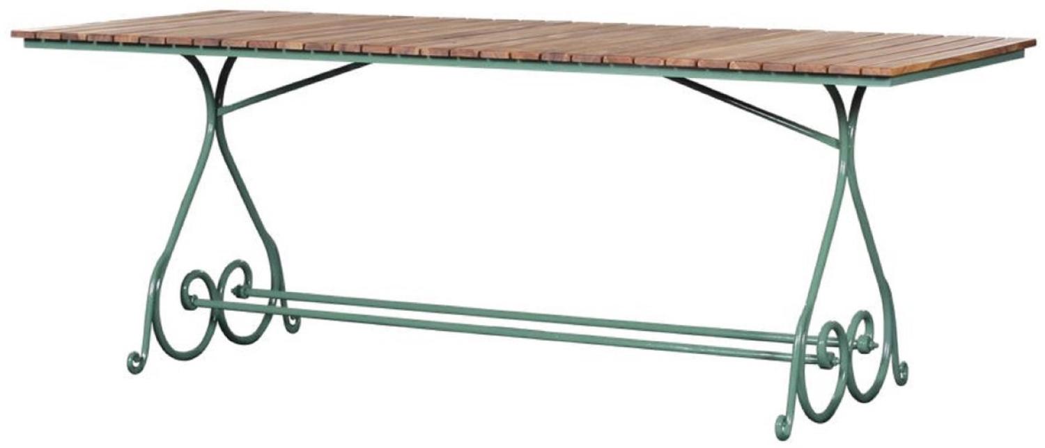 Casa Padrino Luxus Jugendstil Gartentisch Braun / Grün 200x80 x H. 73 cm - Rechteckiger Garten & Terrassen Tisch - Jugendstil Garten & Terrassen Möbel Bild 1