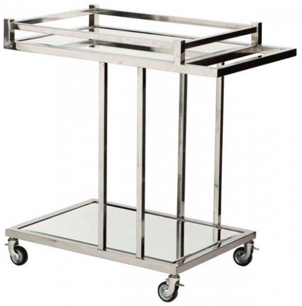 Casa Padrino Luxus Bar Trolley Servierwagen aus Edelstahl und Glas 78x46 x H. 79 cm - Luxus Hotel & Restaurant Einrichtung Möbel Bild 1