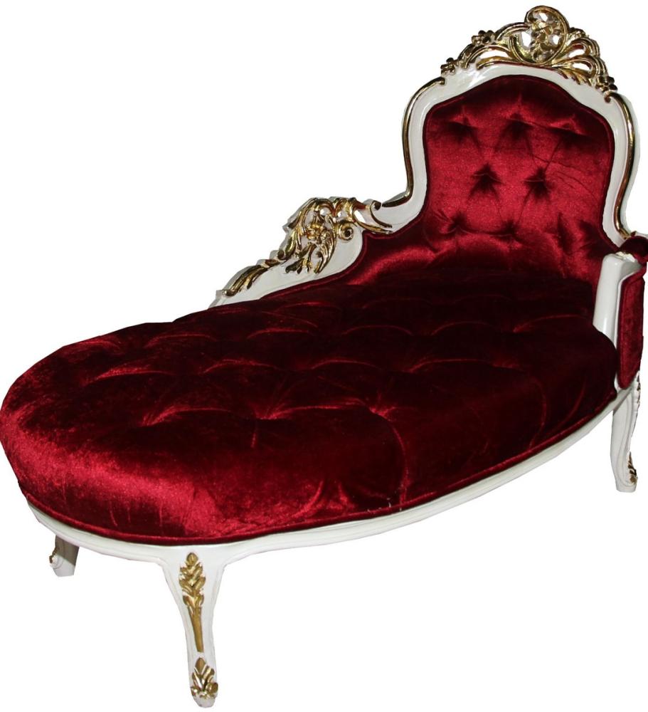 Casa Padrino Barock Damen Chaiselongue Bordeaux/Creme/Gold B 125 cm - Barock Möbel - Limited Edition Bild 1