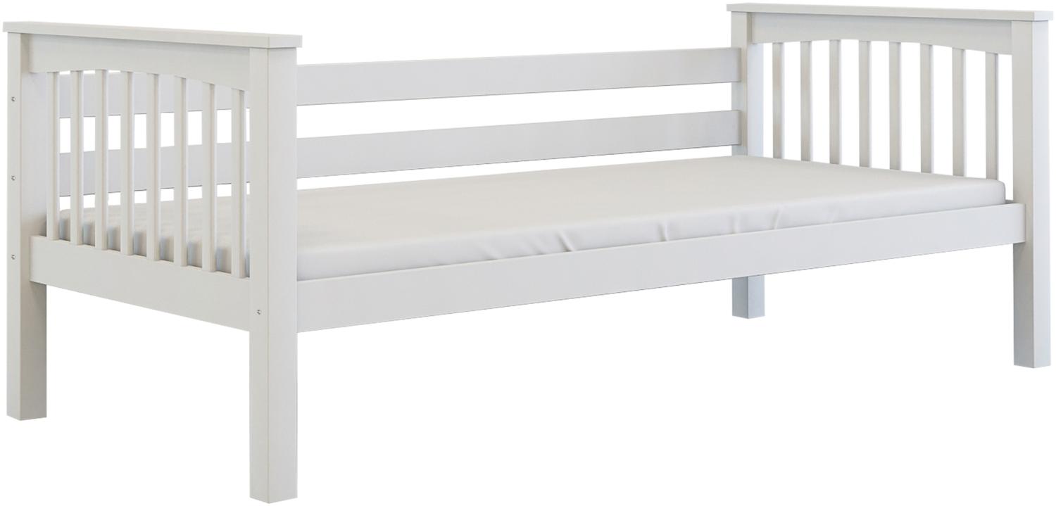 Polini-Kids 'Lea' Sofabett mit Zusatzbett-Bettkasten, massives Buchenholz weiß, 90x200 cm Bild 1
