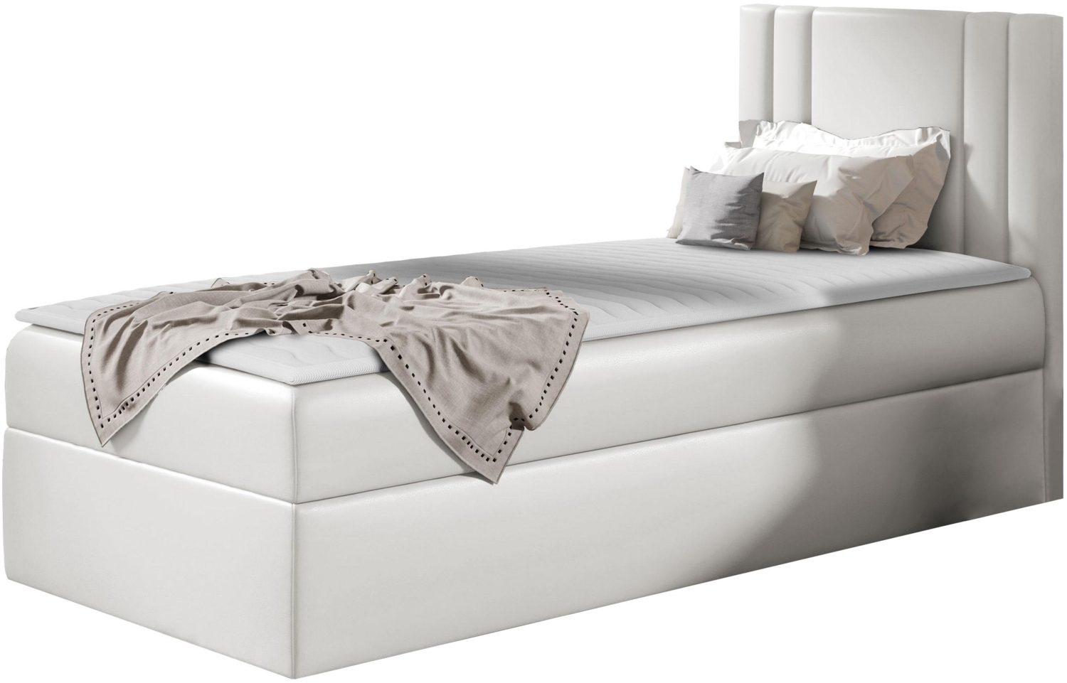 Boxspringbett 'Harlon Mini' rechts, weiß 100x200 cm Bild 1