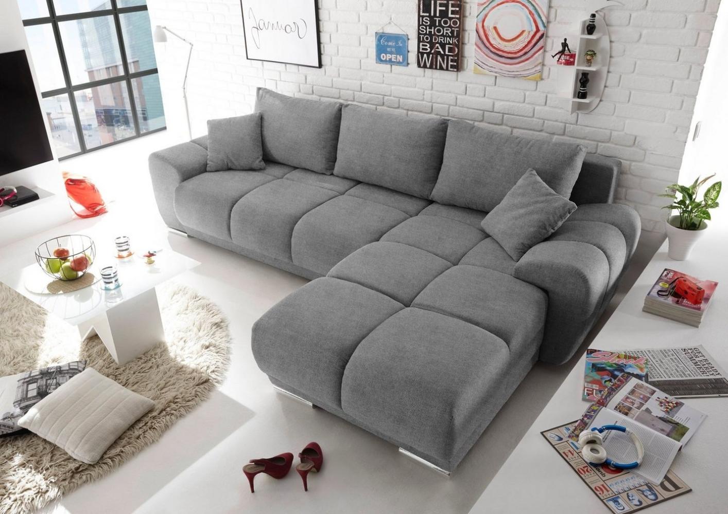 ED EXCITING DESIGN Ecksofa Anton L-Form, mit Bettfunktion, Bettkasten, Rücken- und Zierkissen, universell Bild 1