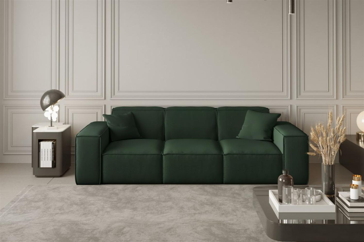 Sofa Designersofa CELES 3-Sitzer in Stoff Opera Velvet Grün Bild 1