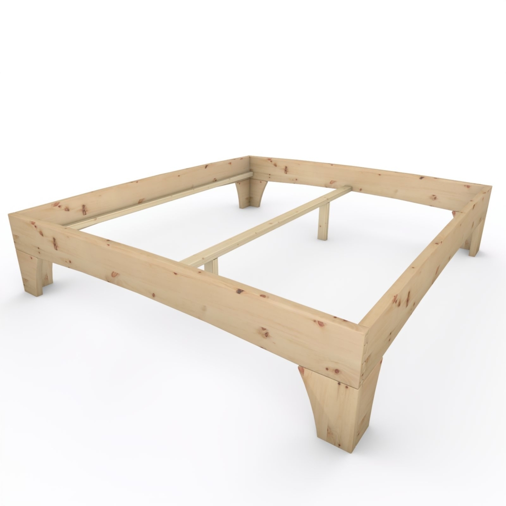 Zirbenbett Massivholzbett "Rosi" metallfrei 200 x 220 cm 48 cm ohne Kopfteil Bild 1